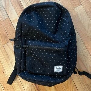 Authentic Herschel Supply Company Black Backpack with gold crosshatch Pattern